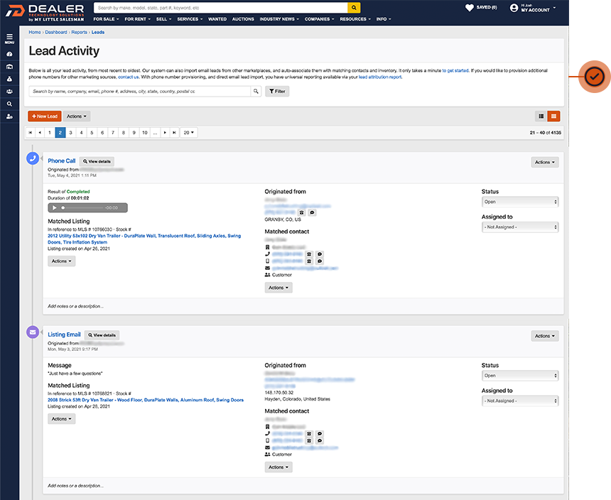 Lead Management Dashboard Screenshot