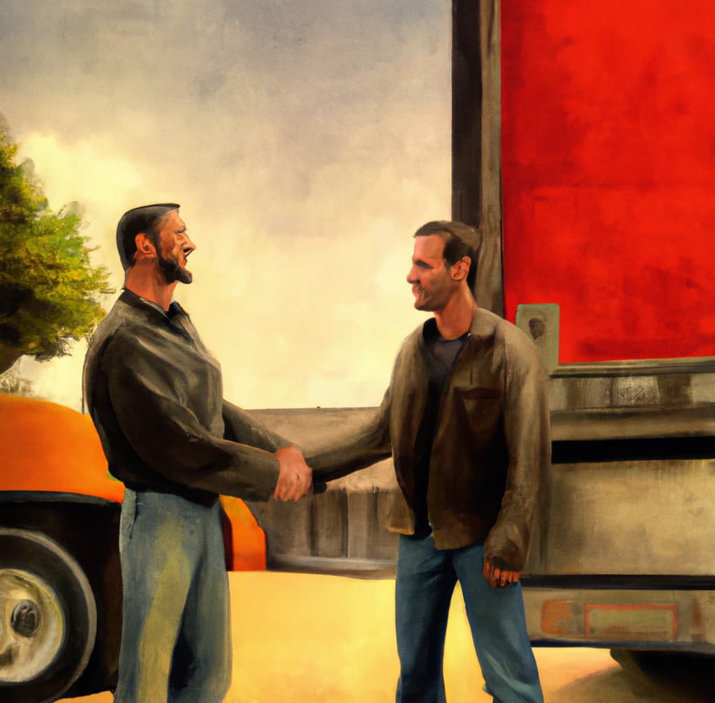 men buying trailer purchase transaction