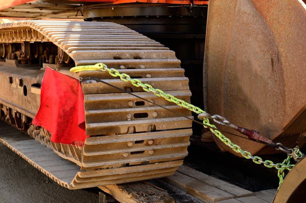 construction equipment on shipped on trailer