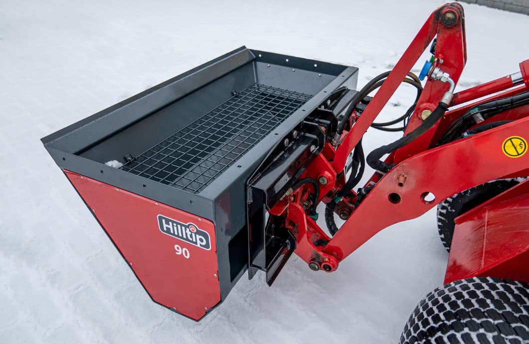Hilltip IceStriker DSB Salt Spreader Attachment for Heavy Equipment