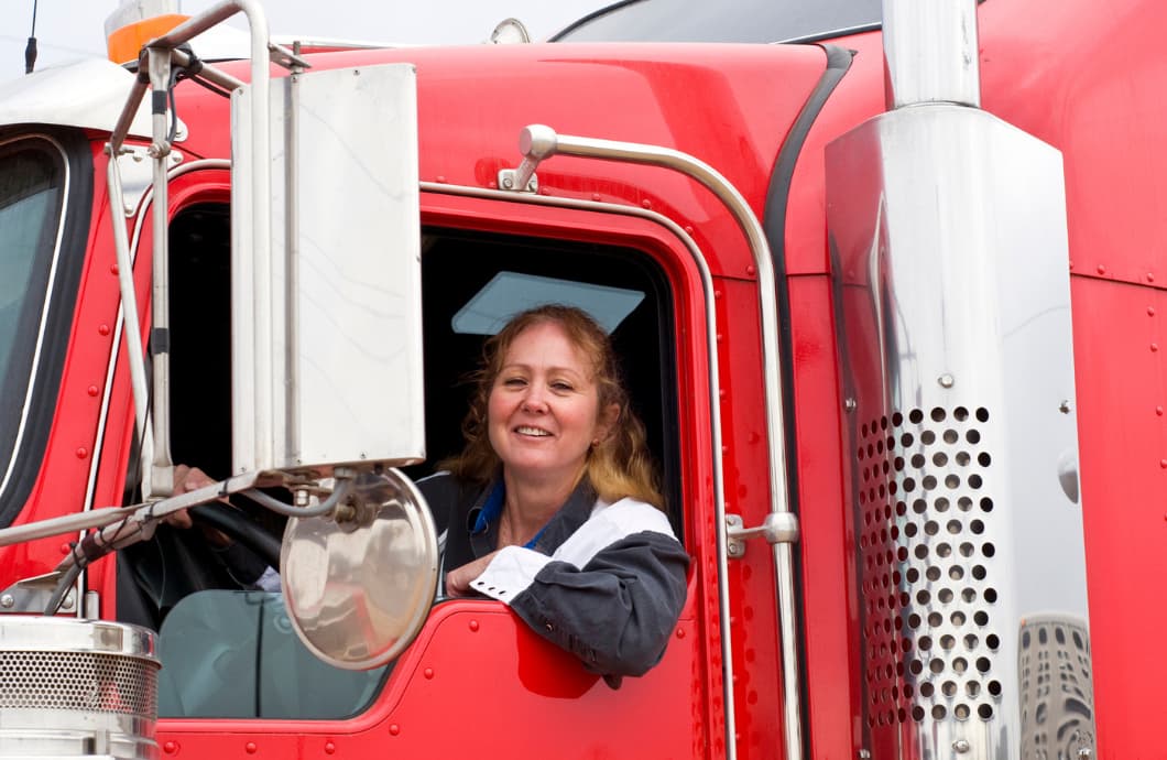Caucasian female truck driver