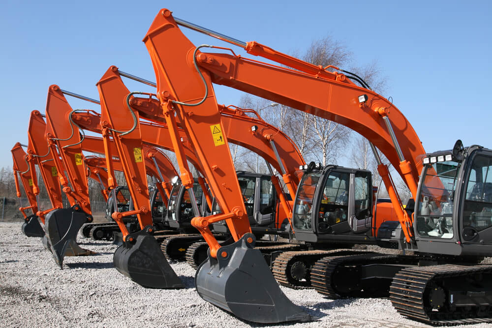 excavator for sale on a dealership lot