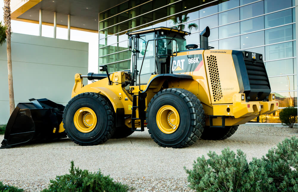 cat wheel loader on a construction equipment dealership lot