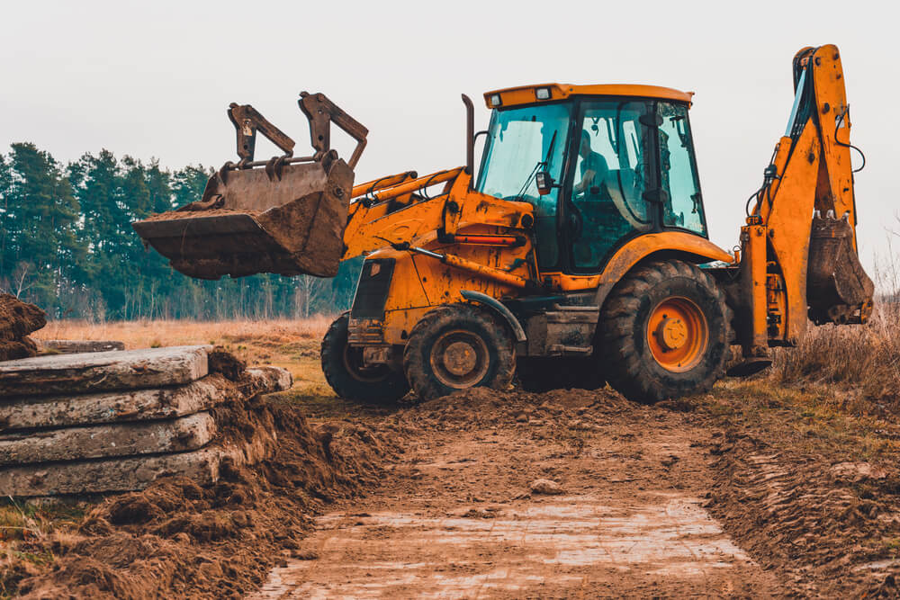 working backhoe