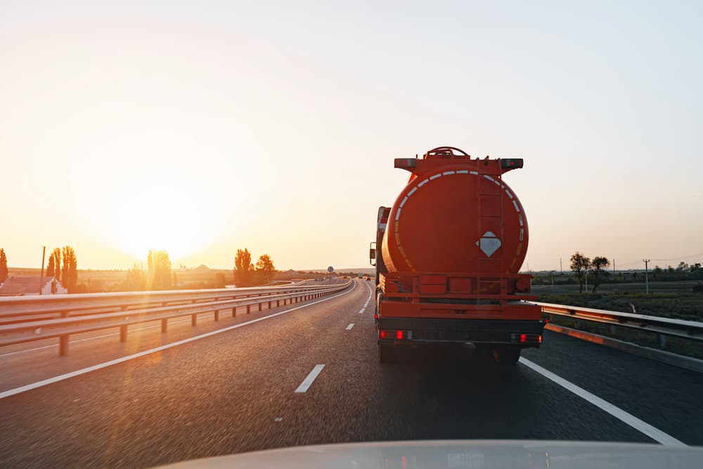 tanker semi truck low light visibility highway
