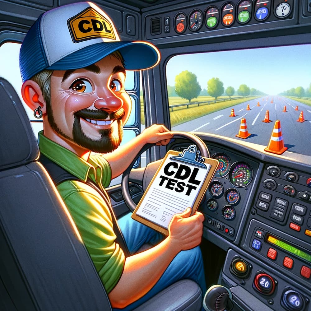 student truck driver holding a CDL test