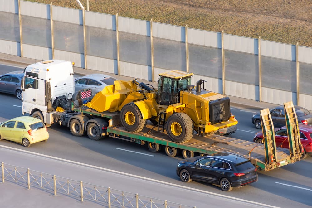 importing wheeled front loader on trailer