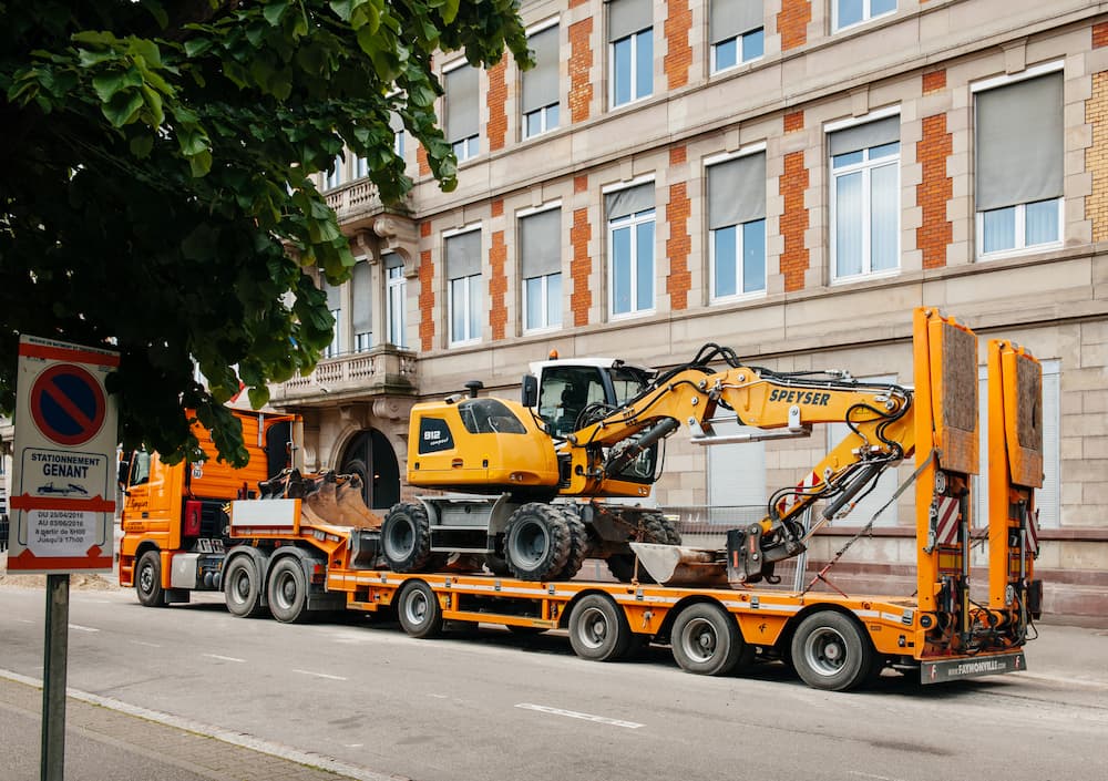 importing excavator on trailer from europe