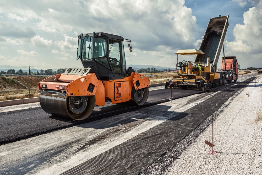 steamroller and road construction equipment
