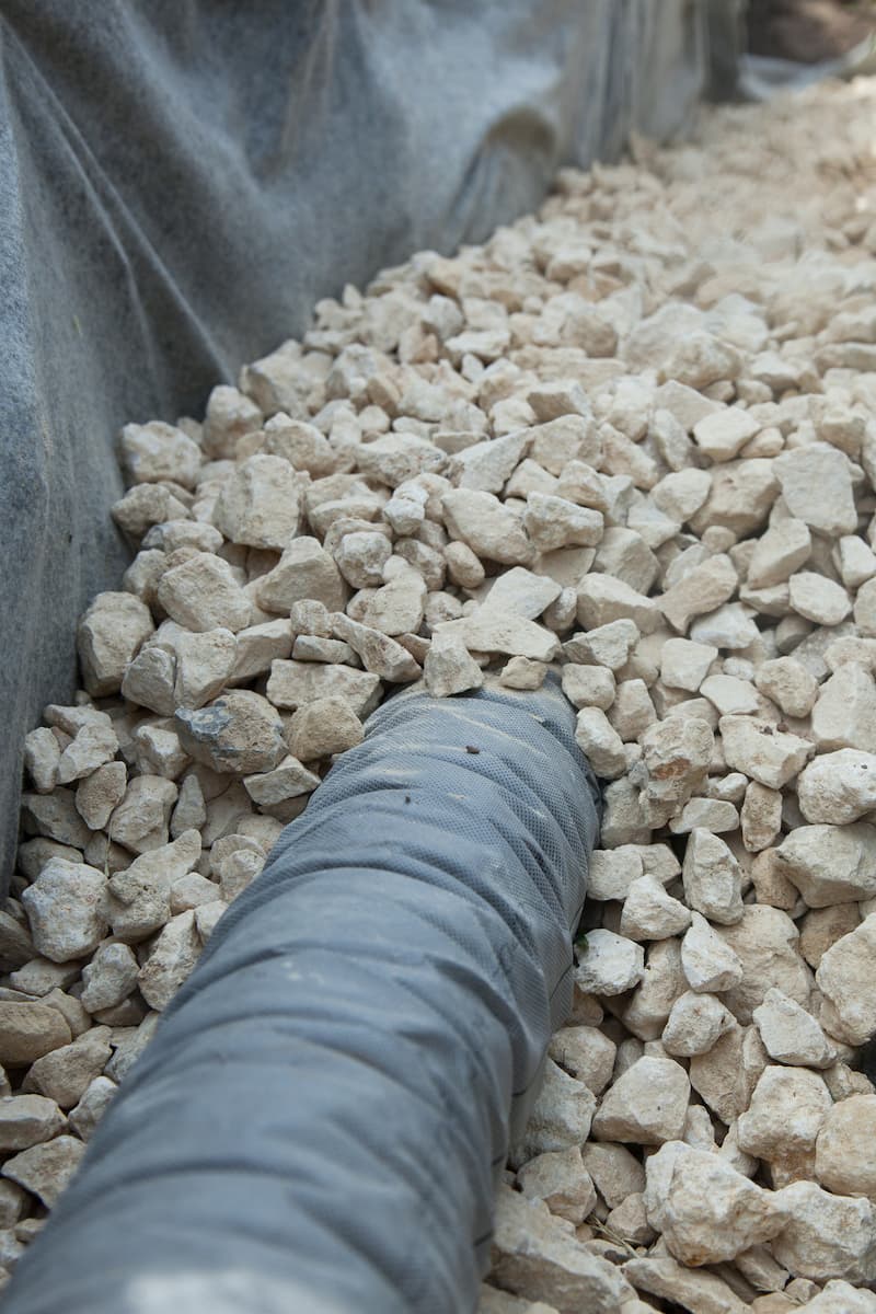 french drain being installed