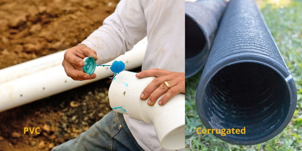 French drains corrugated vs pvc pipe