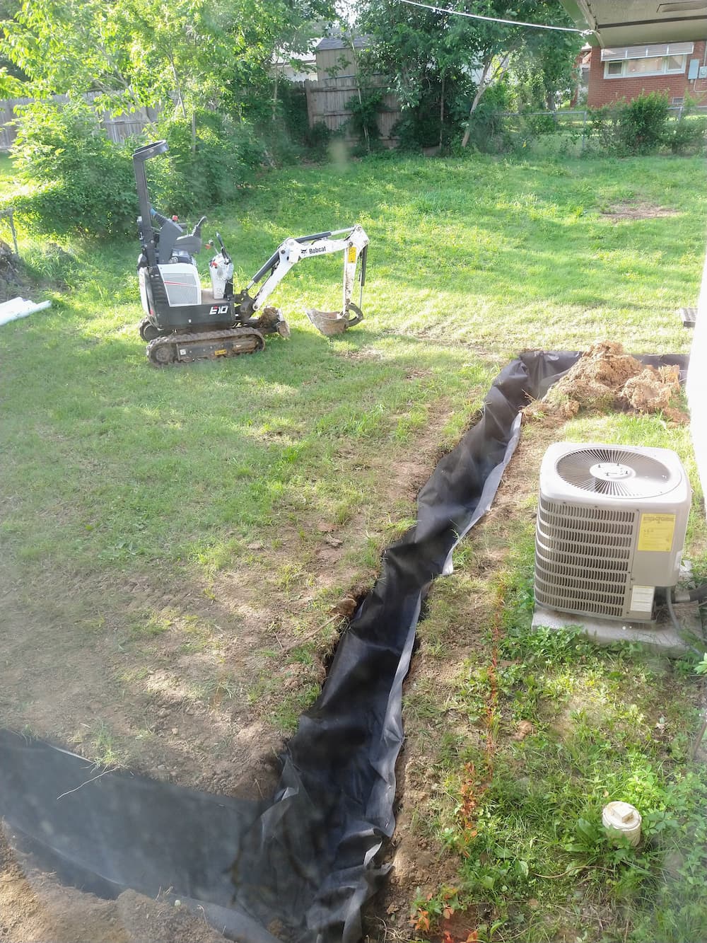 french drain trench lining