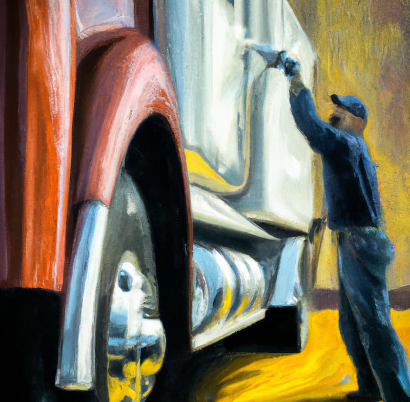 man washing semi truck for sale