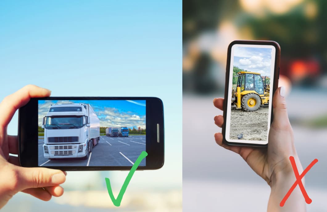 how to properly take pictures of trucks or heavy equipment for sale