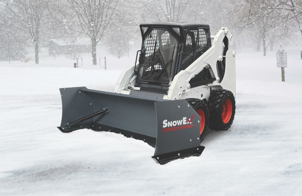 snow pusher attachments for skid steer loaders