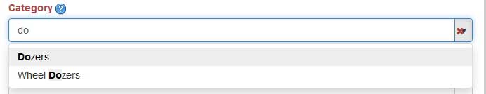Type in the equipment type to narrow the list