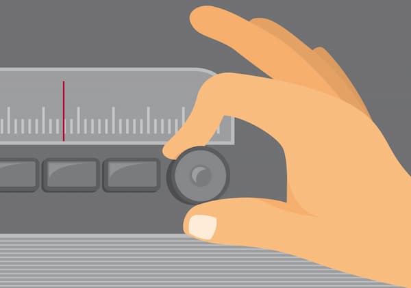 cartoon hand turning radio dial