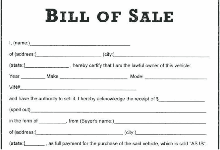 Bill of Sale