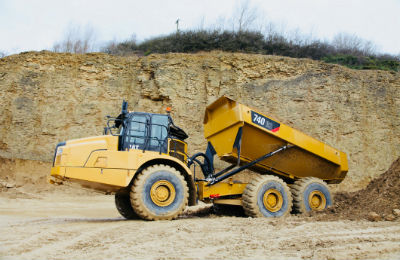 Cat 740GC articulated dump truck in action