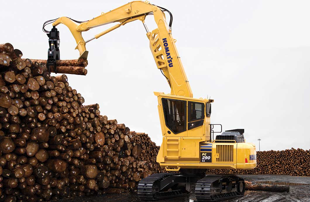 komatsu s pc290ll 11 is their new log loader and road builder my