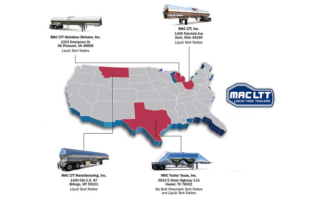 MAC Liquid Tank Trailer locations MAC Liquid Tank Trailer locations